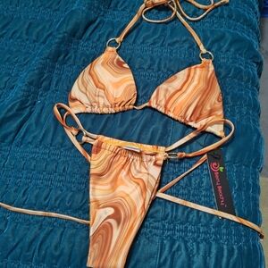 Orange Bikini Set Swirl Design